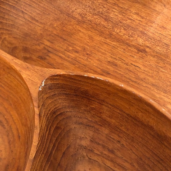 Vtg MCM Hand Carved Leaf Shaped Dish - Picture 8 of 16